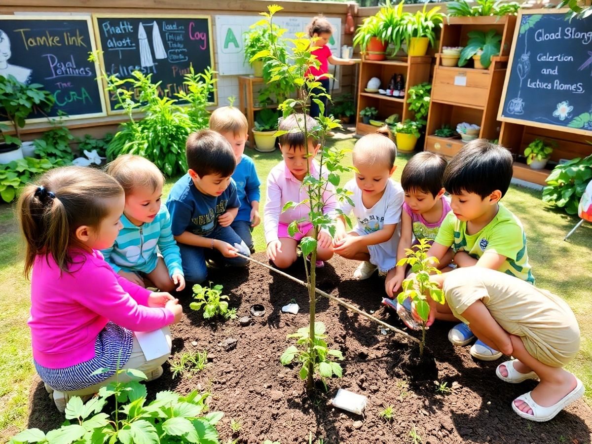 Copii în natură, învățând despre ecologie și mediu.