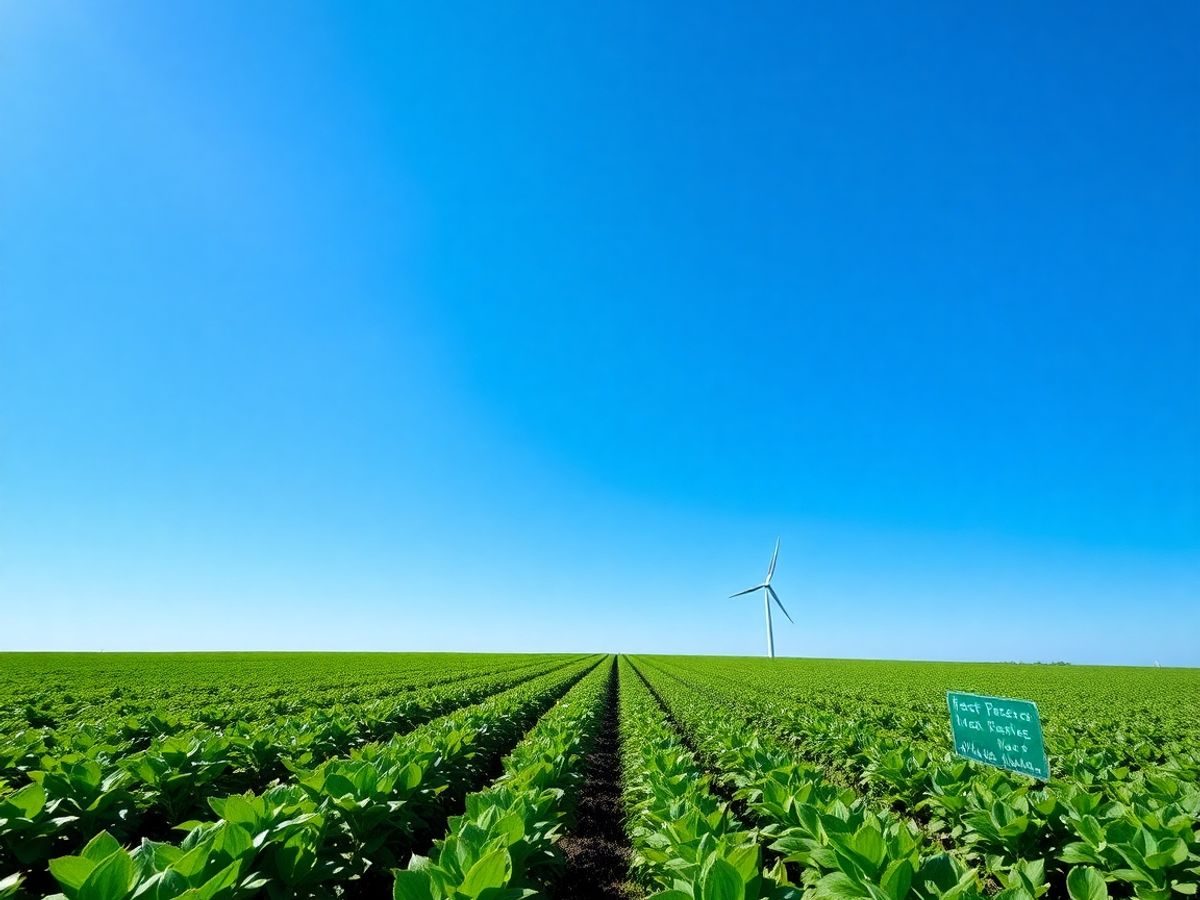 Câmp verde, cu plante cultivate, sub un cer senin